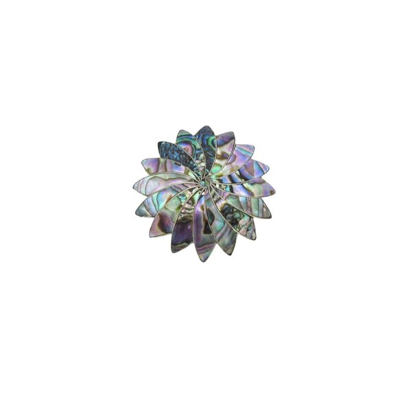 Mexico ICM Jewelry - Vintage Signed ICM Mexico .925 Sterling Abalone Pinwheel Brooch Pin/Pendant